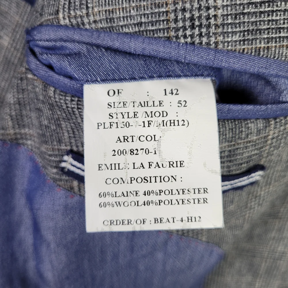 Emile Lafaurie 40R Gray Glen‎ Plaid Wool Blend Blazer Sport Coat Classic Office